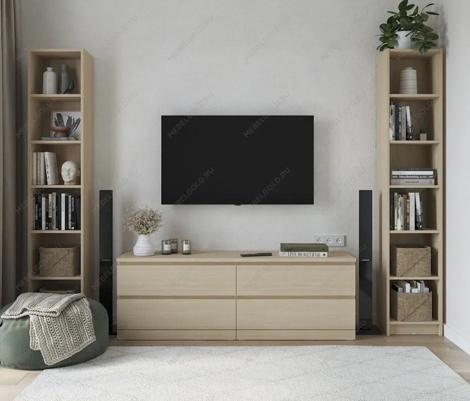 Комод Варма, 4 ящика, горизонтальный, 160х54х40 см, шпон натурального дерева, дуб беленый | изображение 8