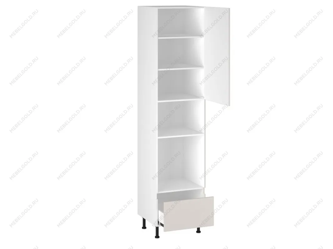 Шкаф-пенал 1080 П-1 бок правый МДФ, Виста (600*586*2576) Экокожа Белый, 26297 | изображение 1