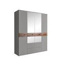 Шкаф 4-х дверный с зеркалами, с ящиками, Bogemia Wood Wo (Серый/Хром) БМШ1/41(Wo)