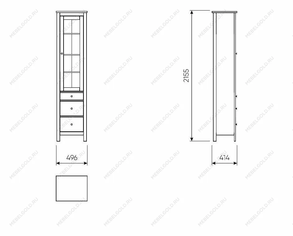 Шкаф с витриной Сага, 50х41х215 см, белый/ясень | изображение 5