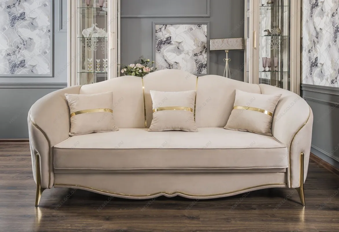 Диван Лара 3х местный бежевый золото | изображение 4