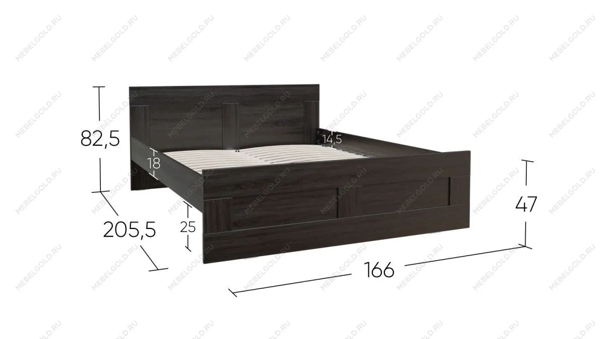 Кровать двуспальная Сириус, 160х200 см, черный, дуб венге | изображение 3