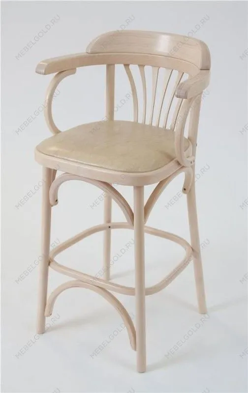 Стул барный 650 Венский мягкий (беленый дуб, экокожа бежевая) | изображение 1