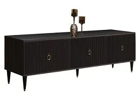 Тумба под телевизор (3 двери) Римини СОЛО (Орех империя/Золото) РМТ-2(s)