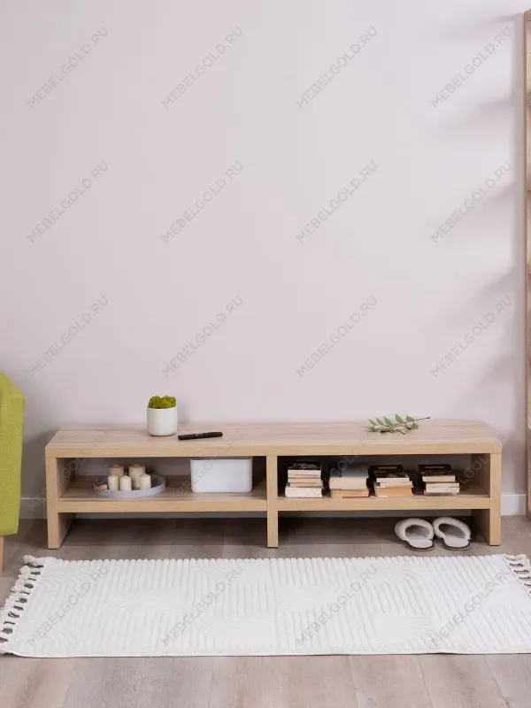 Тумба ТВ Энкель, 2 полки, 160х37x38 см, дуб беленый | изображение 4