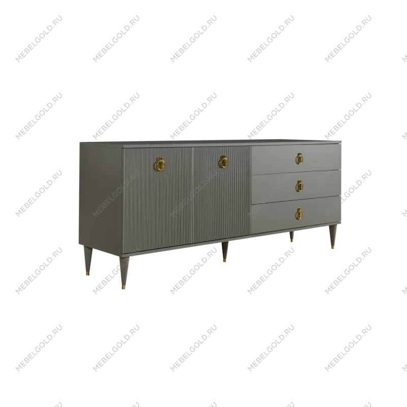 Комод для гостиной 2.1м Римини СОЛО (Серый/Золото) РМКМ-5(s)