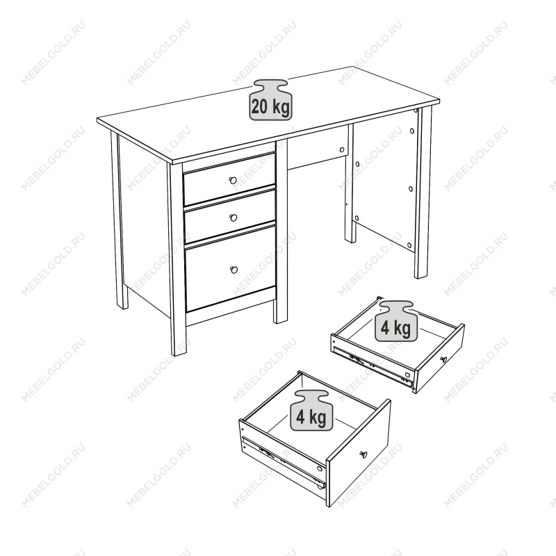 САГА стол письменный 120х56 серый | изображение 3