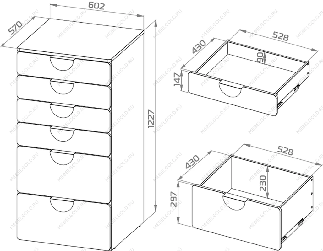 ПИКСИ комод 6 ящиков 60x57x123, озорной василек | изображение 2