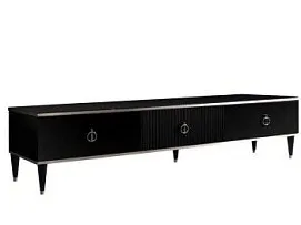 Тумба под телевизор 3 ящика Римини СОЛО (Черный/Серебро) РМТ-4(s)