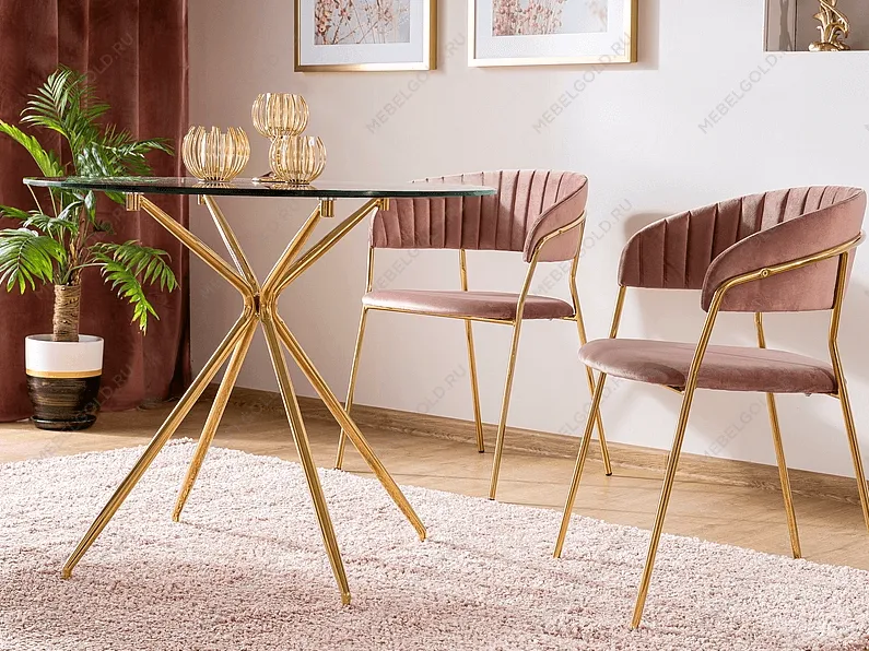 Стол обеденный Signal AZALIA (прозрачный/золотой) | изображение 3