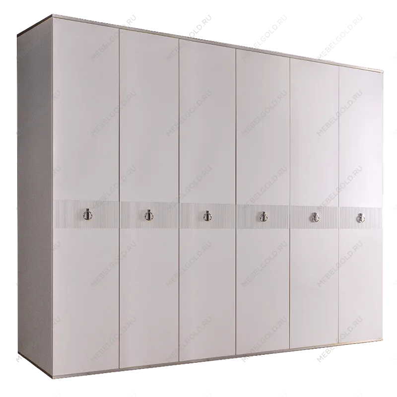 Шкаф 6-ти дверный Римини СОЛО (Белый/Серебро) РМШ2/6(s)