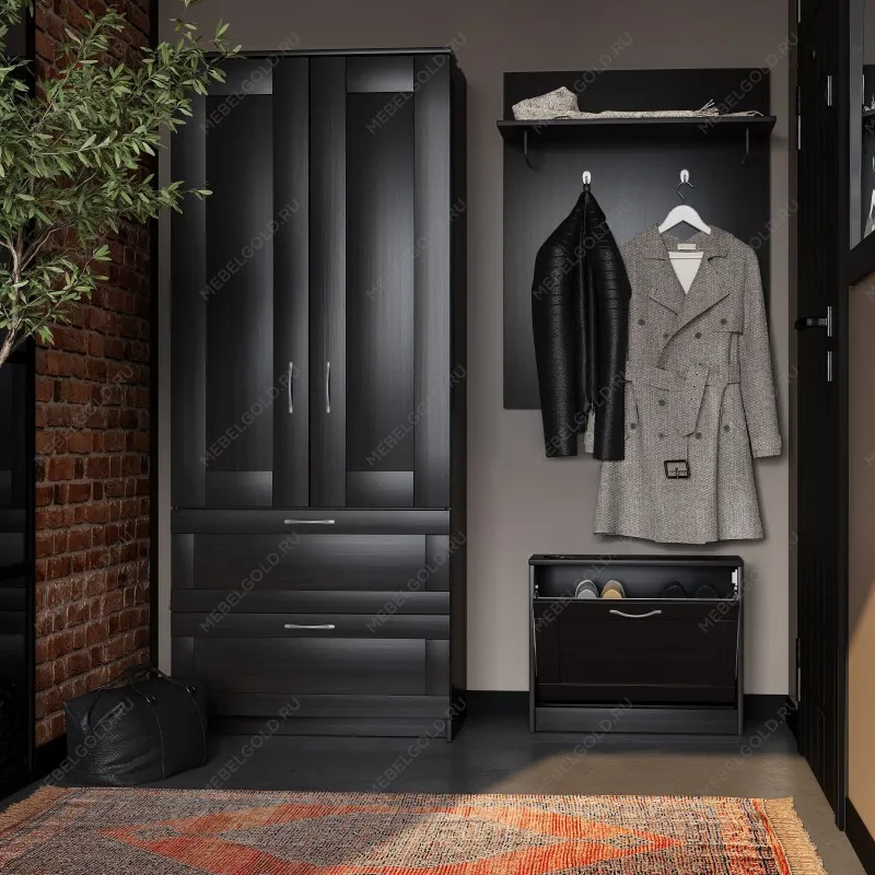 Обувница Сириус с 1 откидным ящиком, 60 х 25 х 49 см, черно-коричневая, ЛДСП, дуб венге | изображение 5