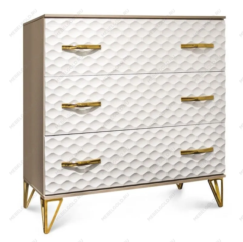 Комод Лара 3 ящика белый глянец