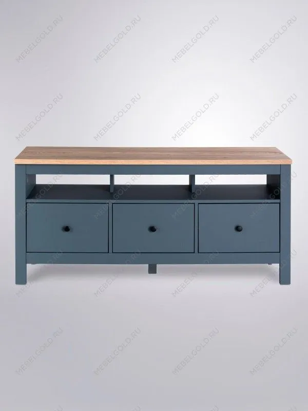 Тумба ТВ Сага, 3 ящика, 131х42х63 см, темно-бирюзовая/ясень | изображение 9