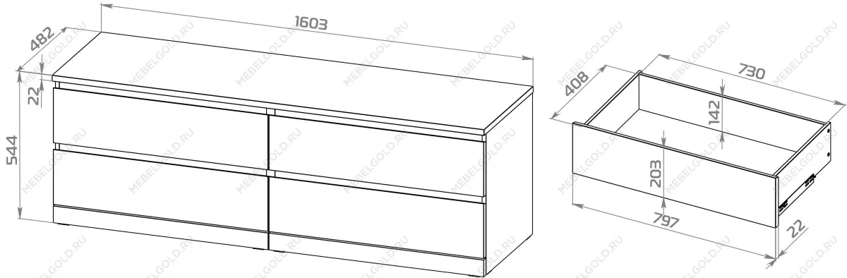 Комод Варма Прайм, 4 ящика, горизонтальный, 160х54х48 см, шпон натурального дерева, ясень коричневый | изображение 14