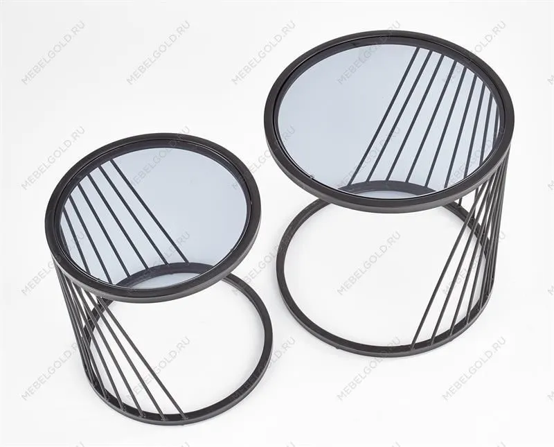 Комплект Halmar ANTILLA, 2 стола журнальных (дымчатый/черный) | изображение 5