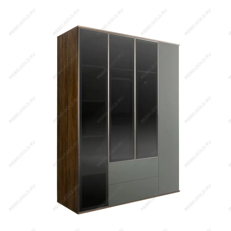 Шкаф 4-х дв. с ящиками Bogemia Woodline Air (Серый/Серебро) БМШ2/42(3)