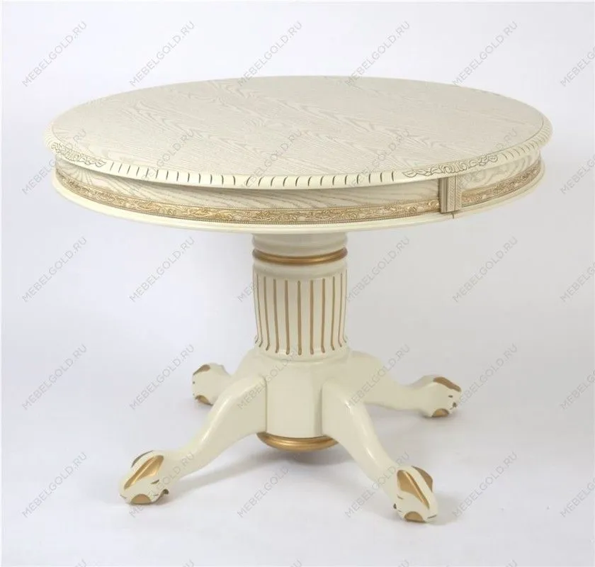 Стол круглый Милорд-110 (ноги Азия/слоновая кость 1013 + патина золото)
