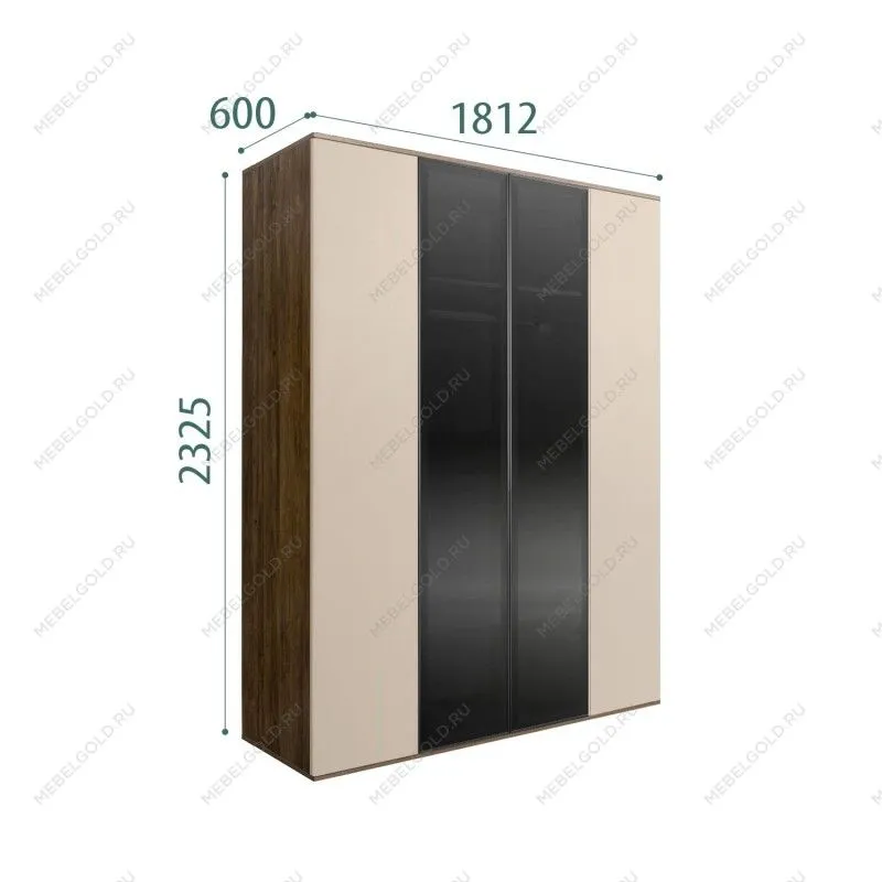 Шкаф 4-х дв. Bogemia Woodline Air (Ваниль/Черный) БМШ2/42(2)