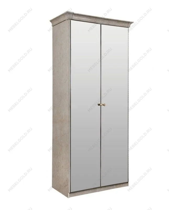 Шкаф Патрисия 2-дверный с зеркалом крем корень глянец