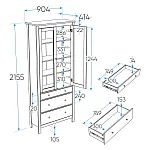 САГА шкаф с витриной 90 МОРУ белый | изображение 2