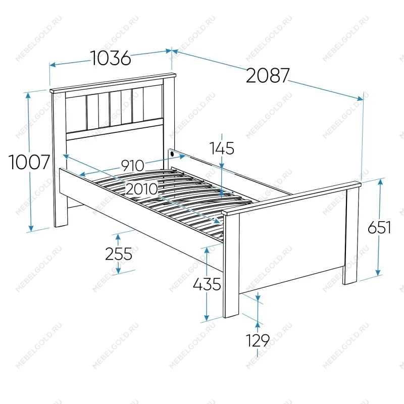 Кровать односпальная Сага, 90х200 см, белая | изображение 11