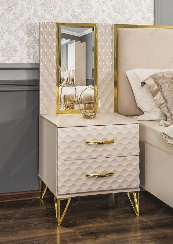 Зеркало Лара для прикроватной тумбы бежевый глянец | изображение 2