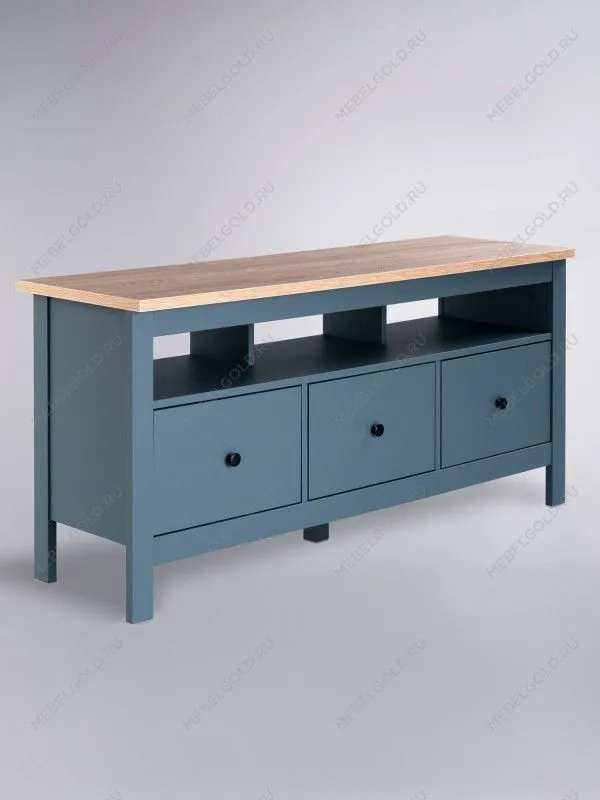 Тумба ТВ Сага, 3 ящика, 131х42х63 см, темно-бирюзовая/ясень | изображение 11