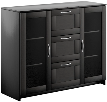 БРИМНЭС / СИРИУС тумба ИКЕА / IKEA 2 двери со стеклом и 3 ящика 117х95 Дуб Венге