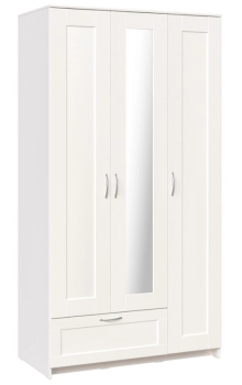 БРИМНЭС / СИРИУС Шкаф трёхдверный ИКЕА / IKEA белый с одним выдвижным ящиком и зеркалом