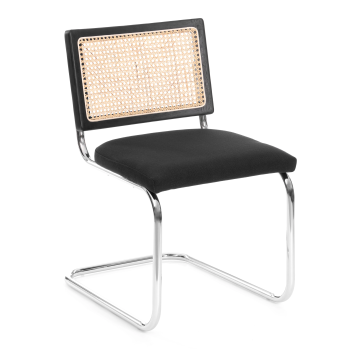 Стул MANI, дерево вяз, ротанг/ткань лен, металлический каркас, черный, 46х46х78 см