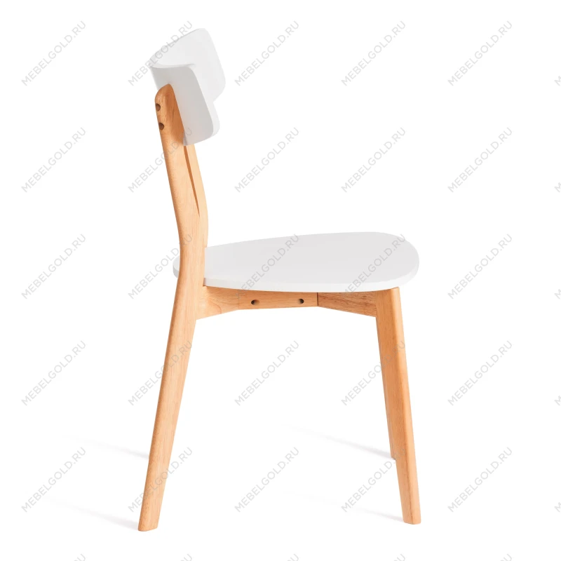 Стул Claire, сиденье МДФ, опоры дерево гевея, белый / натуральное дерево, 48 x 49,5 x 81,5 x SH44см | изображение 1