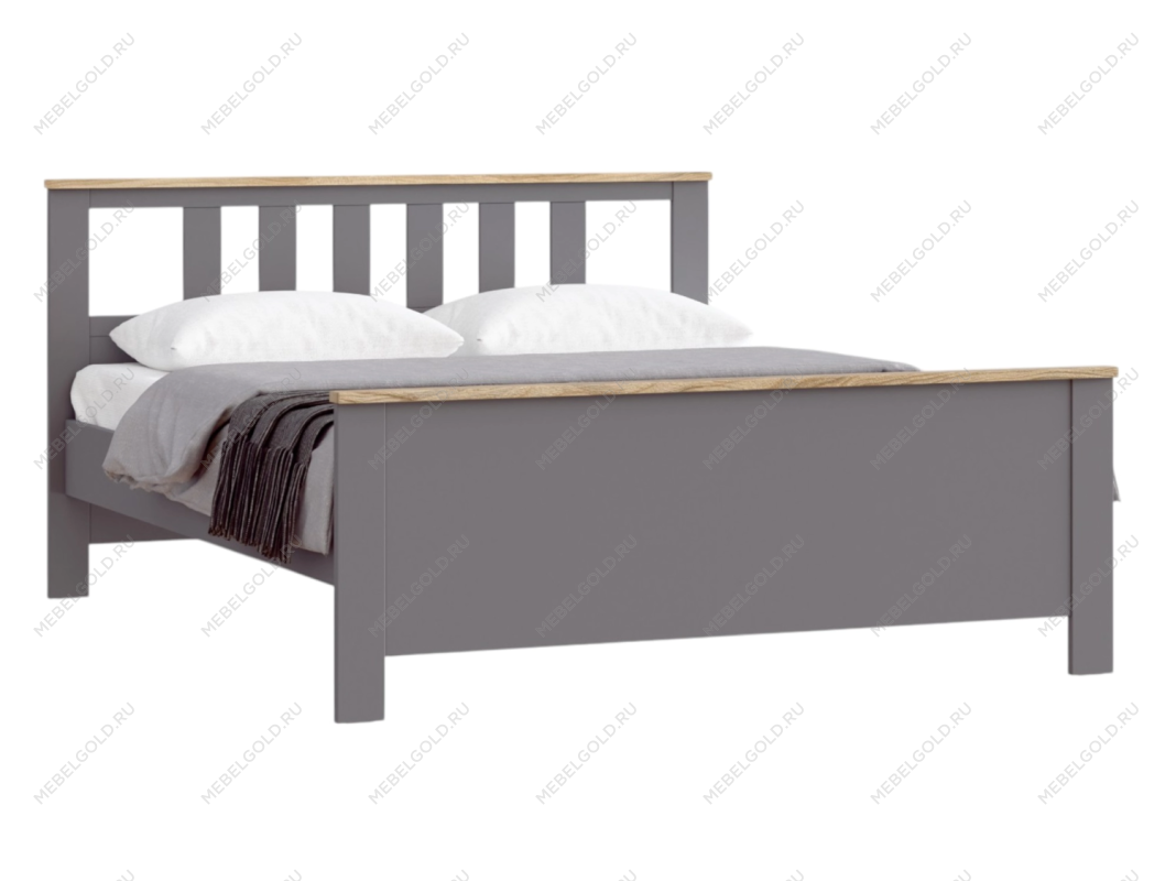 САГА кровать двойная 160х200 серая/ясень