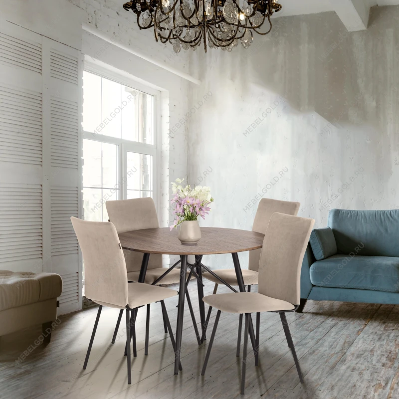 Стул обеденный La Rousse, NEW, велюр, бежевый/черный, 7, 45х55х93 см | изображение 14