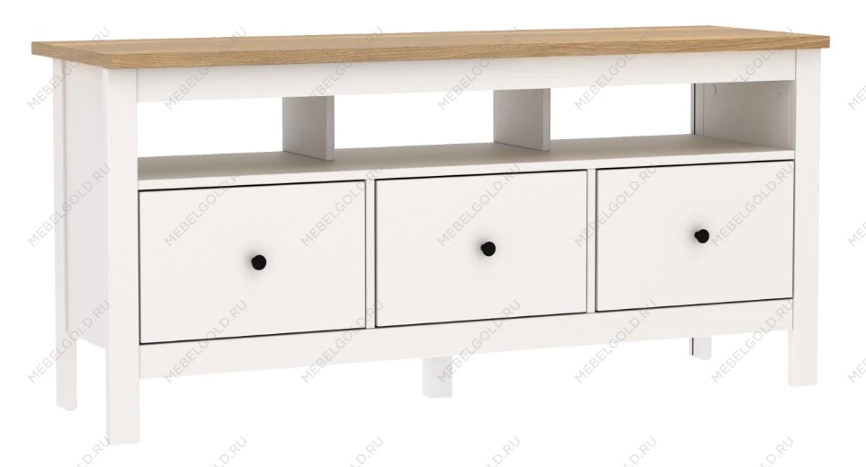 САГА тумба 3 ящика белая/ясень