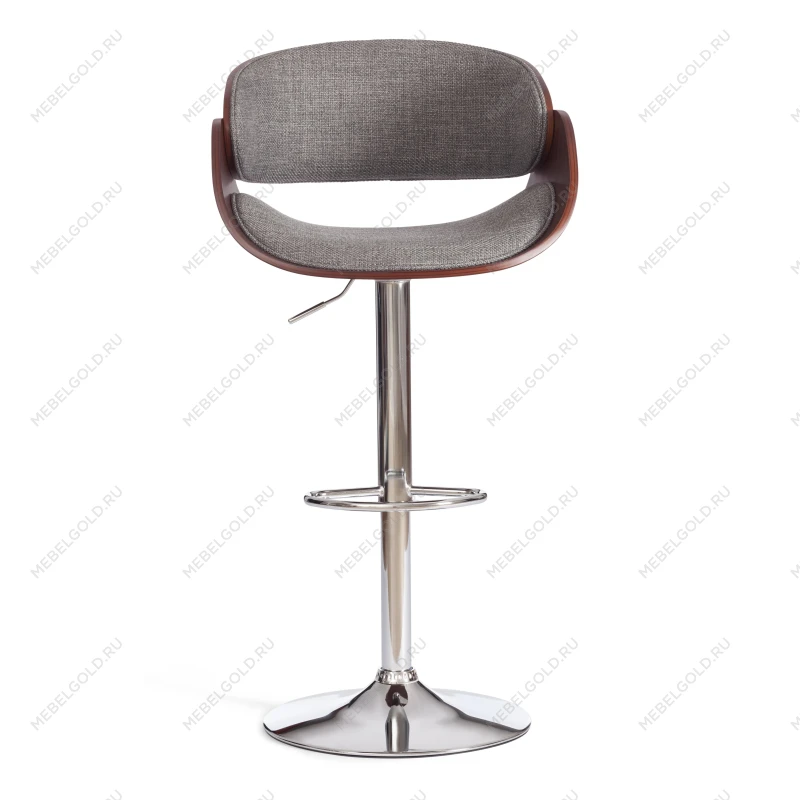 Барный стул LANDO (mod.4036), металл/дерево/ткань, 59х51х93-114 см, высота сиденья 62-83 см, серый/орех/хром, Aimcasa 28 | изображение 4