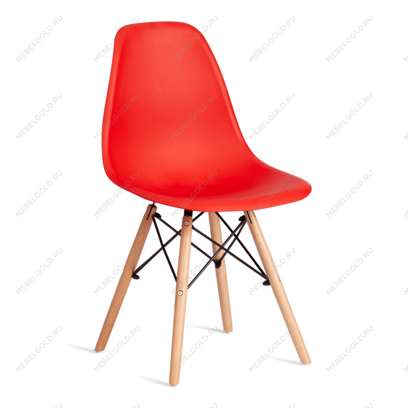 Стул CINDY (EAMES) (mod. 1801), дерево бук/металл/сиденье пластик, 45x51x82 см, Red (красный)