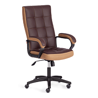 Кресло TRENDY (22), кож/зам/ткань, коричневый/бронзовый, 36-36/21