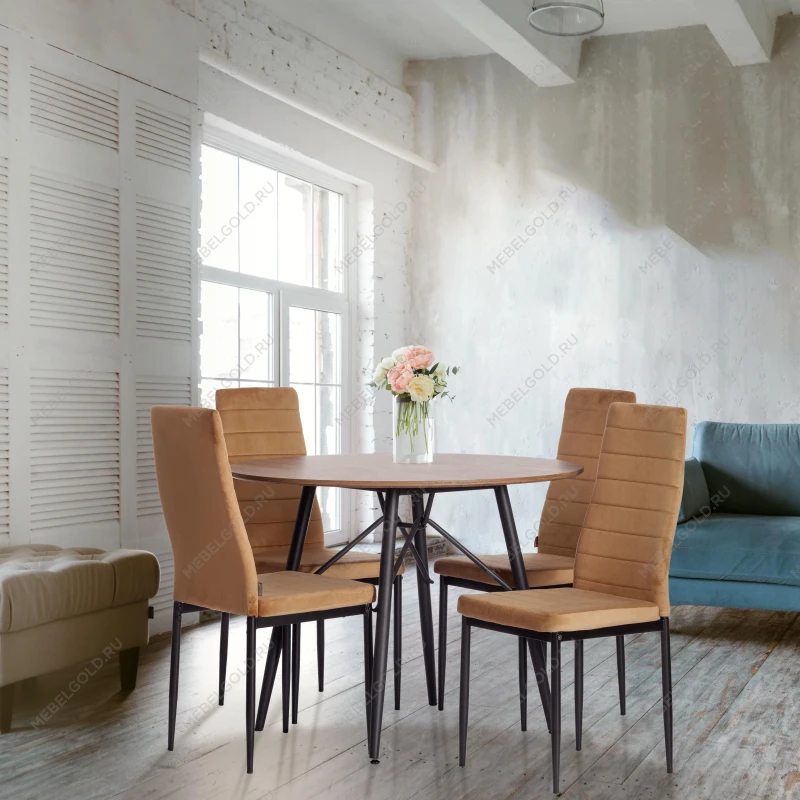 Стул Easy (mod. JSC02-1), металл, флок, 41 х 52 х 96 см, brown (золотисто - коричневый) HLR12 / черный | изображение 9