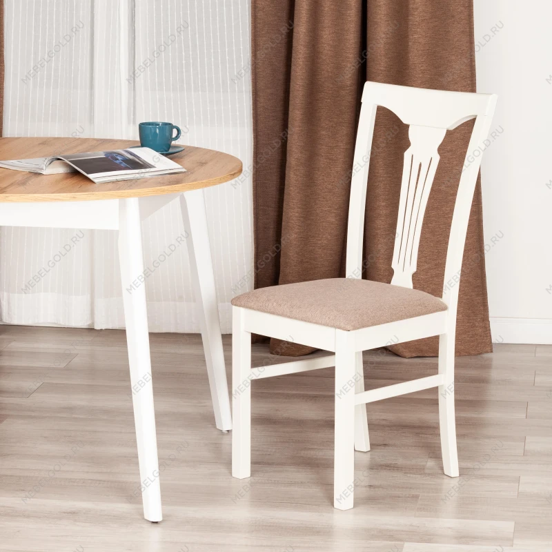 Стул - Гермес/Hermes, дерево гевея, 43х49х94см, Ivory white, ткань серая (TM-164) | изображение 8