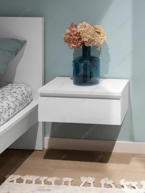 Тумба прикроватная подвесная Варма 50х21х30, белая