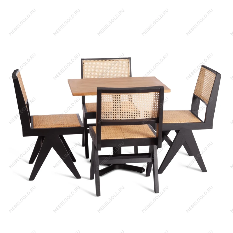 Стул LOKI, дерево вяз/ротанг, 51х44х86 см, черный | изображение 5