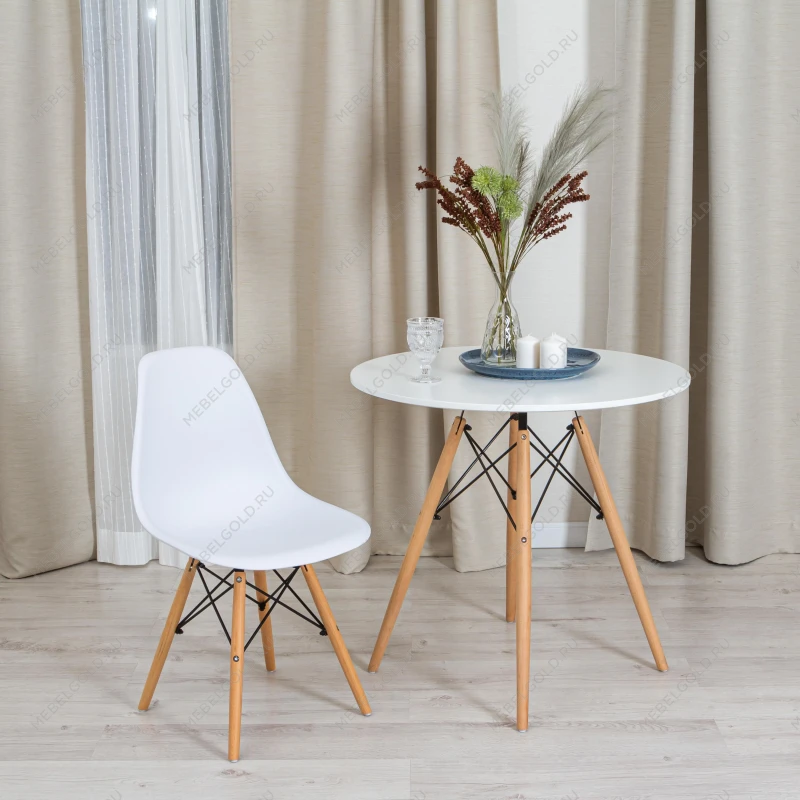 Стул CINDY (EAMES) (mod. 1801), дерево бук/металл/сиденье пластик, 45x51x82 см, White (белый) | изображение 8
