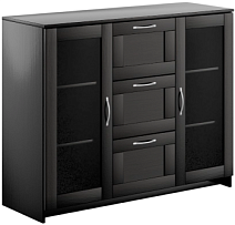 БРИМНЭС / СИРИУС тумба ИКЕА / IKEA 2 двери со стеклом и 3 ящика 117х95 Дуб Венге