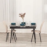 Стул обеденный La Rousse, NEW, флок, бежевый/черный, 7, 45x55x93 см | изображение 15