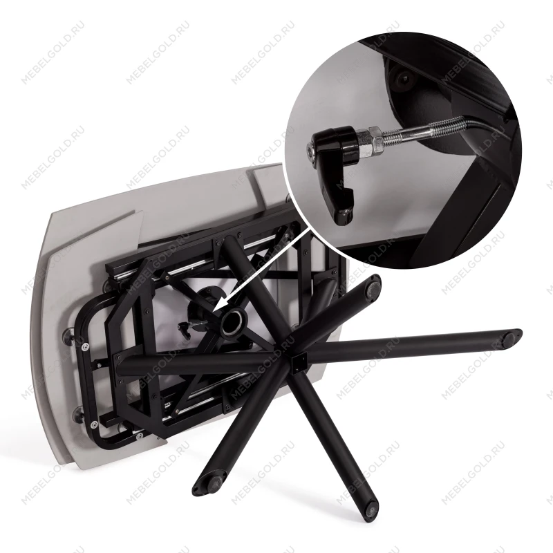 Стол обеденный Winston/Винстон, столешница керамика (матовая) /опоры металл, темно-серый/черный, (120+30+30)x80x75(+1) см | изображение 16