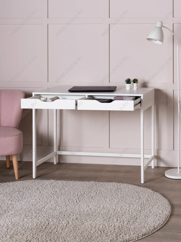 Стол письменный на металлических ножках Ингар Д 100x48x76, белый | изображение 1