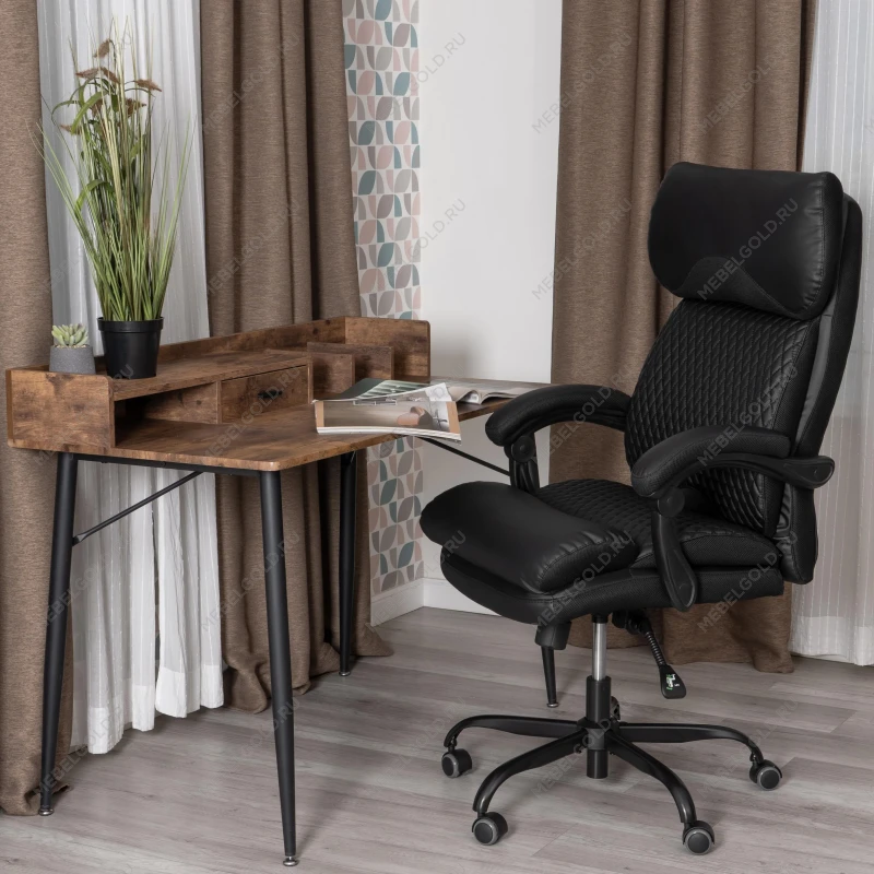 Кресло Chief metalBL, кож/зам/ткань, черный/черный стеганный/черный, 36-6/36-6/TW-11 | изображение 13