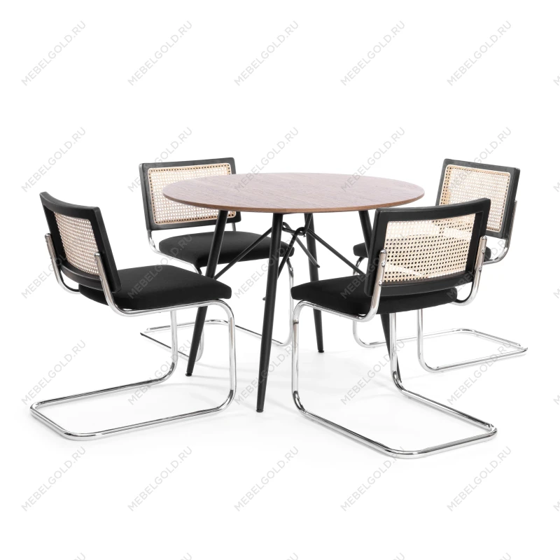 Стул MANI, дерево вяз, ротанг/ткань лен, металлический каркас, черный, 46х46х78 см | изображение 10