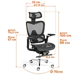 Компьютерное кресло Sakura, сетка, серый | изображение 25